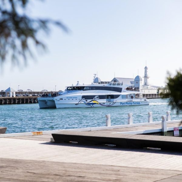 Port Phillip Ferries docking on the Geelong Waterfront adjacent to Edge Bar & Restaurant